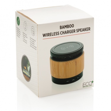 Logo trade corporate gift photo of: Bamboo wireless charger speaker