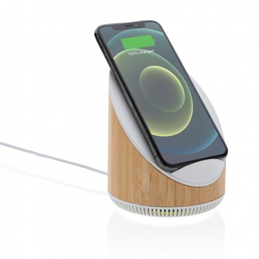 Logotrade promotional gift image of: Ovate bamboo 5W speaker with 15W wireless charger