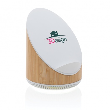 Logo trade business gifts image of: Ovate bamboo 5W speaker with 15W wireless charger