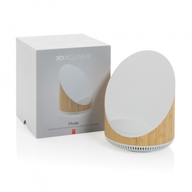 Logotrade promotional gift image of: Ovate bamboo 5W speaker with 15W wireless charger