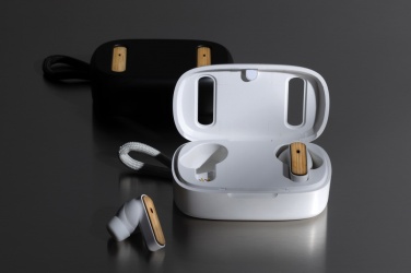 Logo trade promotional gift photo of: RCS recycled plastic & bamboo TWS earbuds