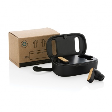Logo trade promotional gifts picture of: RCS recycled plastic & bamboo TWS earbuds
