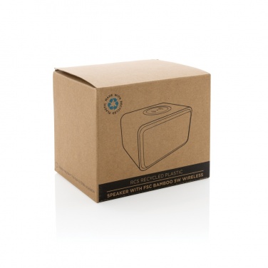 Logo trade business gifts image of: RCS Rplastic 3W speaker with bamboo 5W wireless