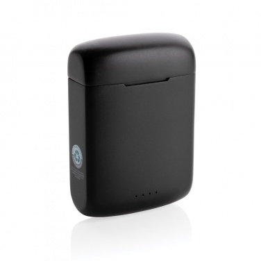 Logotrade corporate gift image of: Skywave RCS recycled plastic solar earbuds