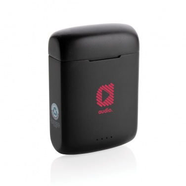 Logotrade promotional giveaway image of: Skywave RCS recycled plastic solar earbuds