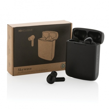 Logotrade promotional merchandise image of: Skywave RCS recycled plastic solar earbuds