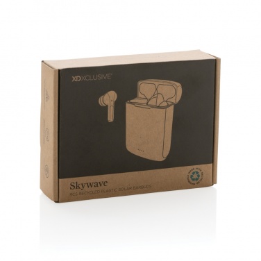 Logotrade advertising products photo of: Skywave RCS recycled plastic solar earbuds