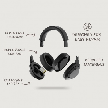 Logotrade promotional merchandise photo of: Irvine RCS recycled and repairable ANC wireless headphone