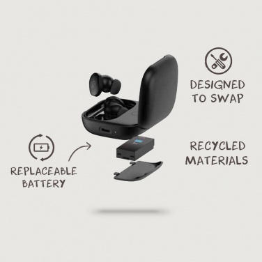 Logo trade promotional item photo of: Lakewood RCS recycled and repairable wireless earbuds