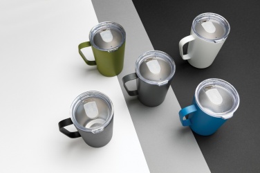 Logo trade business gifts image of: RCS Recycled stainless steel modern vacuum mug with lid