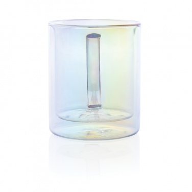 Logo trade promotional giveaways image of: Deluxe double wall electroplated glass mug