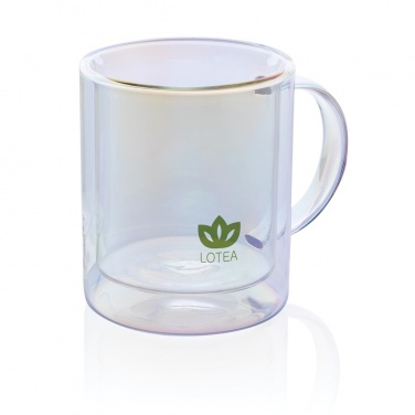 Logo trade promotional merchandise photo of: Deluxe double wall electroplated glass mug