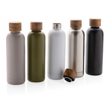 Logotrade promotional products photo of: Wood RCS certified recycled stainless steel vacuum bottle