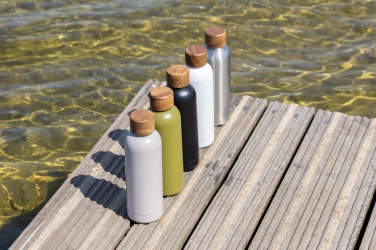 Logo trade promotional items image of: Wood RCS certified recycled stainless steel vacuum bottle