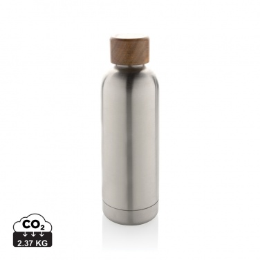 Logo trade promotional giveaways picture of: Wood RCS certified recycled stainless steel vacuum bottle