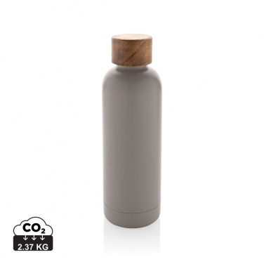 Logo trade corporate gifts picture of: Wood RCS certified recycled stainless steel vacuum bottle