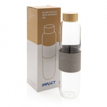 Logo trade promotional products image of: Impact borosilicate glass bottle with bamboo lid