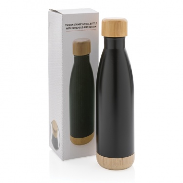 Logotrade business gift image of: Vacuum stainless steel bottle with bamboo lid and bottom