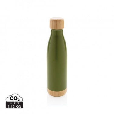 Logo trade promotional items image of: Vacuum stainless steel bottle with bamboo lid and bottom