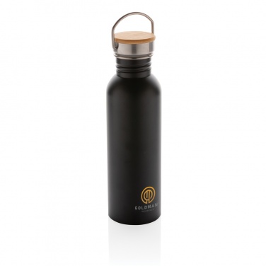 Logo trade promotional products picture of: Modern stainless steel bottle with bamboo lid