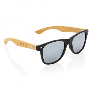 Logo trade promotional gifts picture of: Bamboo and RCS recycled plastic sunglasses