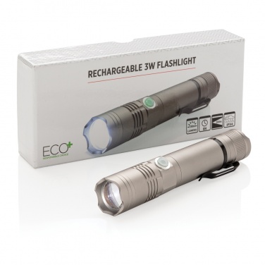 Logo trade promotional giveaways picture of: Rechargeable 3W flashlight