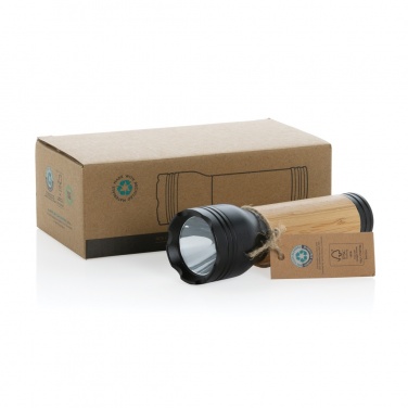 Logo trade promotional giveaways image of: Lucid 3W RCS certified recycled plastic & bamboo torch