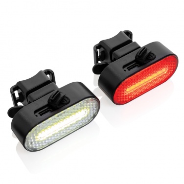 Logo trade promotional merchandise photo of: Lumino RCS recycled plastic USB re-chargeable bike light set