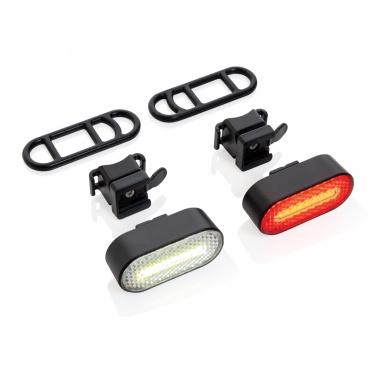 Logo trade promotional items picture of: Lumino RCS recycled plastic USB re-chargeable bike light set