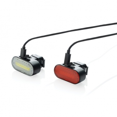 Logotrade corporate gift picture of: Lumino RCS recycled plastic USB re-chargeable bike light set