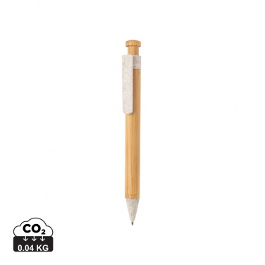 Logo trade corporate gifts image of: Bamboo pen with wheatstraw clip