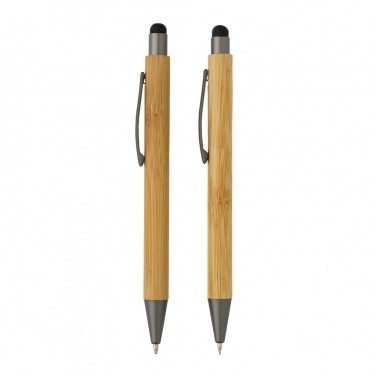 Logo trade promotional giveaway photo of: Bamboo modern pen set in box