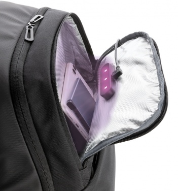 Logo trade promotional giveaways image of: Swiss Peak laptop backpack with UV-C steriliser pocket