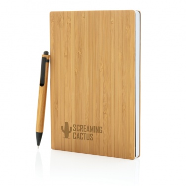 Logo trade advertising products image of: A5 Bamboo notebook & pen set