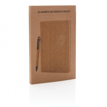 Logotrade promotional gift image of: A5 Bamboo notebook & pen set