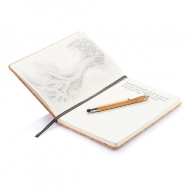 Logotrade promotional item picture of: A5 notebook with bamboo pen including stylus