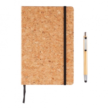 Logotrade promotional merchandise picture of: A5 notebook with bamboo pen including stylus