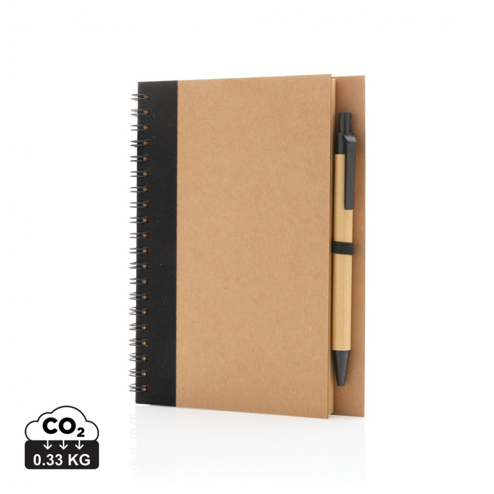 Logo trade advertising products image of: Kraft spiral notebook with pen