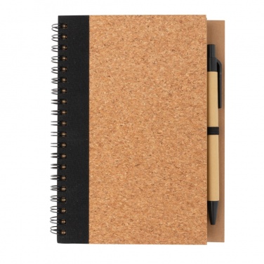Logo trade advertising products image of: Cork spiral notebook with pen