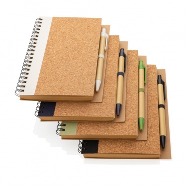 Logo trade promotional items image of: Cork spiral notebook with pen
