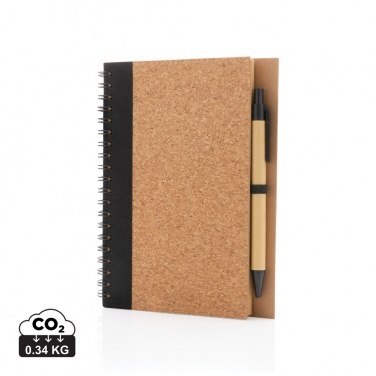 Logo trade advertising products image of: Cork spiral notebook with pen