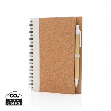 Logotrade promotional product picture of: Cork spiral notebook with pen