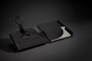 Logo trade promotional gift photo of: Swiss Peak RCS rePU notebook with 2-in-1 wireless charger