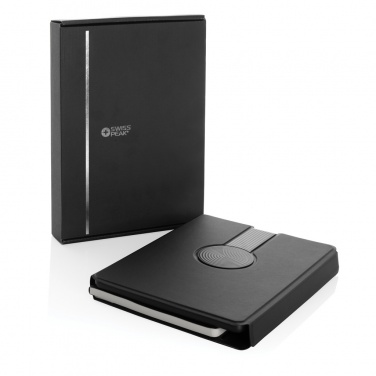 Logotrade promotional gift image of: Swiss Peak RCS rePU notebook with 2-in-1 wireless charger