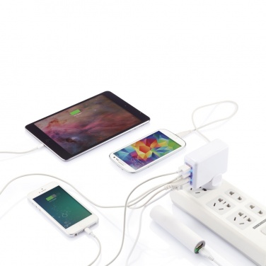 Logo trade advertising products image of: Travel plug with 4 USB ports