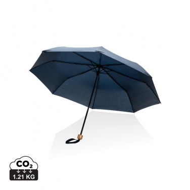 Logo trade advertising products picture of: 20.5" Impact AWARE™ RPET 190T Pongee bamboo mini umbrella