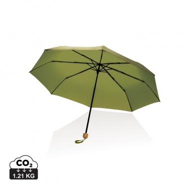 Logo trade corporate gift photo of: 20.5" Impact AWARE™ RPET 190T Pongee bamboo mini umbrella
