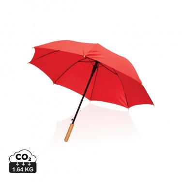 Logo trade business gift photo of: 23" Impact AWARE™ RPET 190T auto open bamboo umbrella