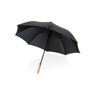 Logo trade promotional gifts picture of: 27" Impact AWARE™ RPET 190T auto open bamboo umbrella