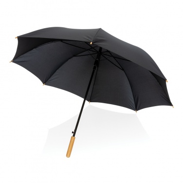 Logo trade promotional item photo of: 27" Impact AWARE™ RPET 190T auto open bamboo umbrella